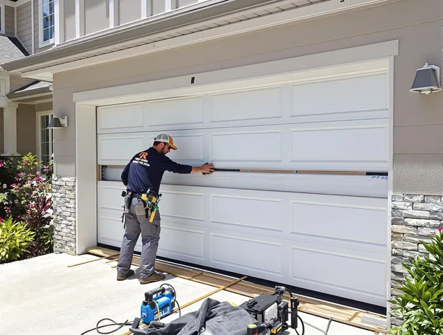 Willowick Garage Door Repair team performing complete garage door replacement at Willowick residence